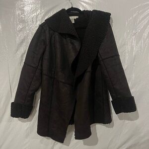 Max Studio Brown Faux Shearling Coat Size Small